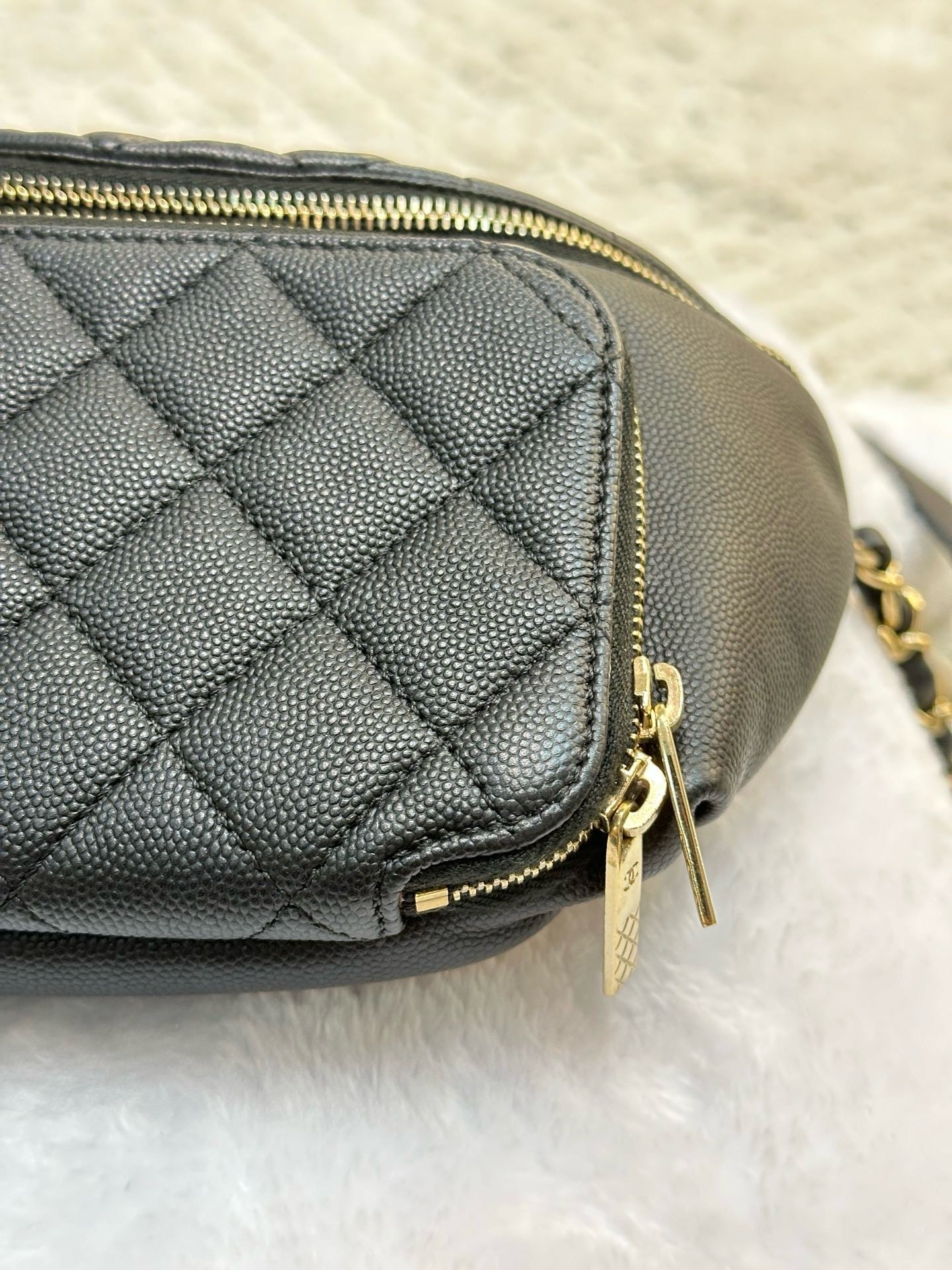 Chanel Black Quilted Caviar Leather Business Affinity Waist Belt Bag (not have card)