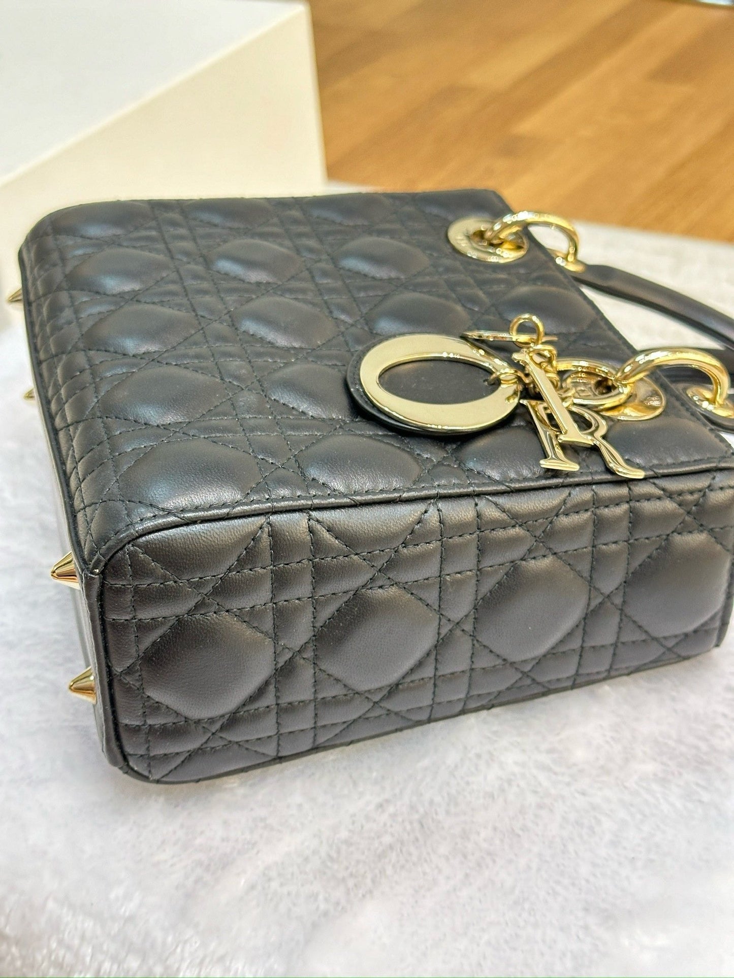 Christian Dior Small Cannage Lambskin My Lady Dior ABC Bag Black GHW