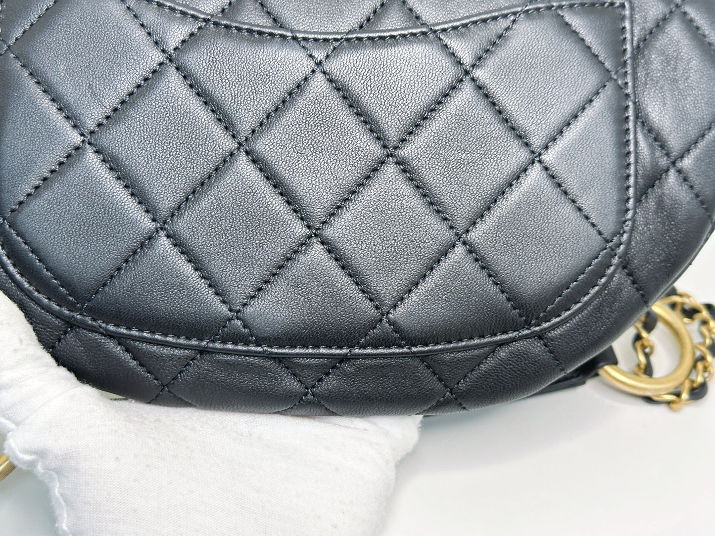 CHANEL 19A BLACK ALL ABOUT CHAINS PEARL FANNY PACK BAG GHW 2806 holo card