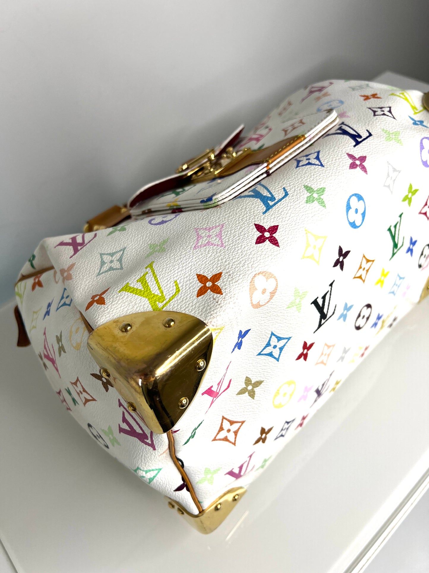 Louis Vuitton Pre-Loved Speedy 30 Multicolour Monogram White Handbag