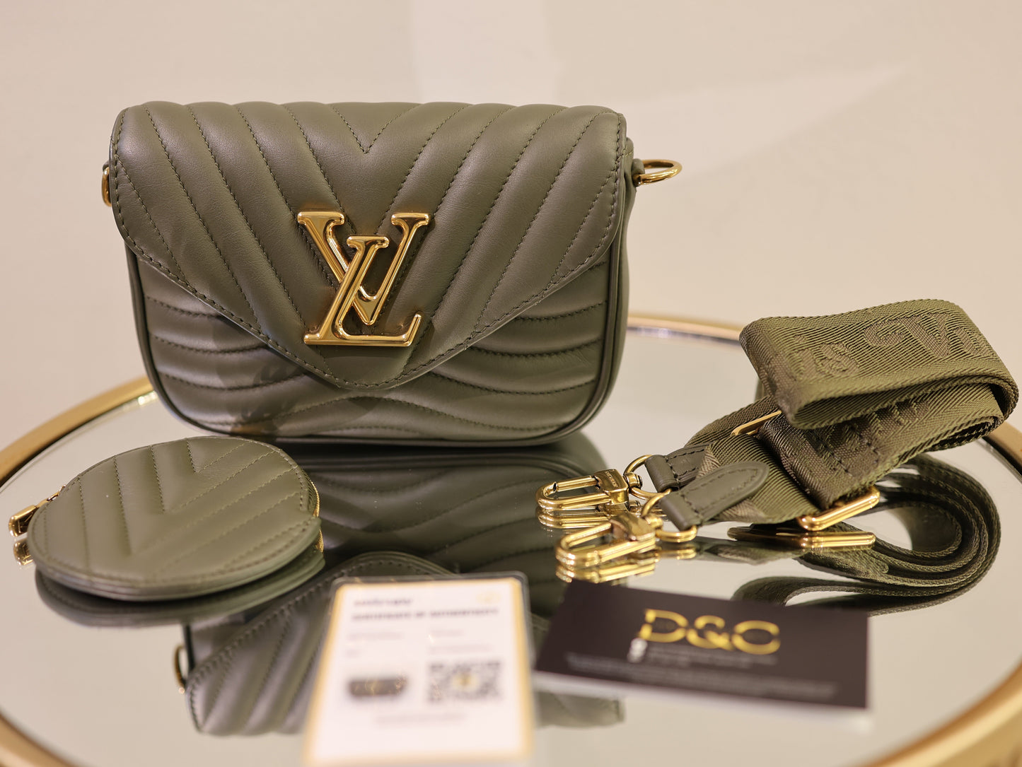 Louis Vuitton Green Khaki Leather Multi Pochette New Wave Bag