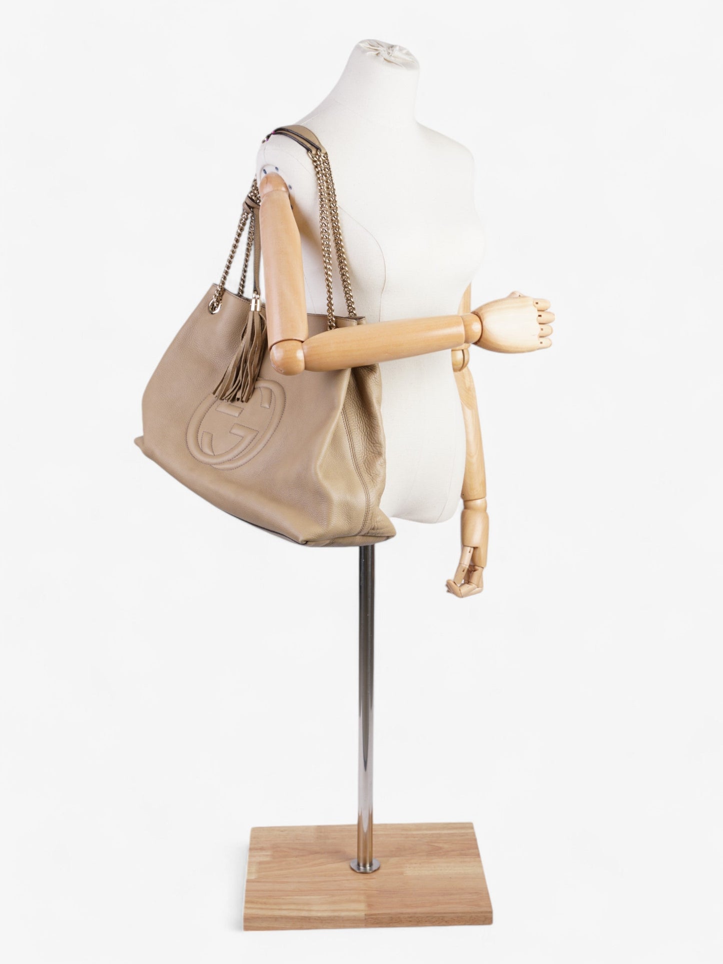 Gucci Soho Chain Tote Light Beige Calfskin Leather Large