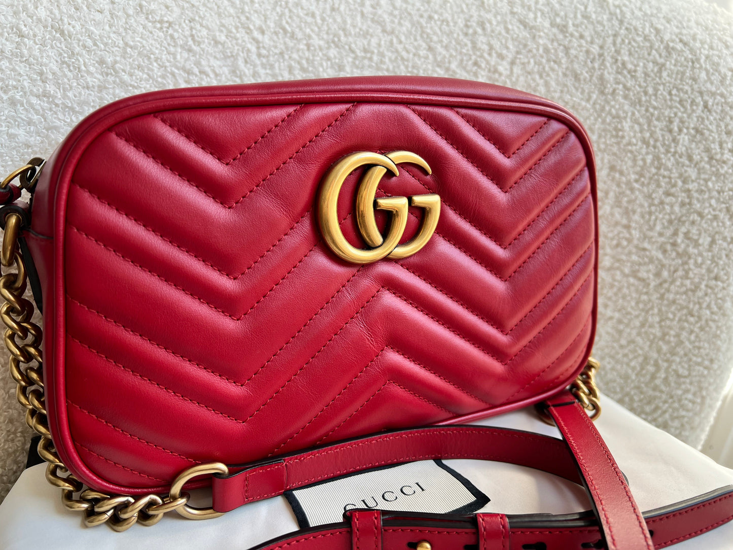 Gucci GG Red Marmont Small Shoulder Bag (RRP £1,440)