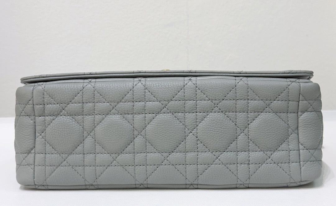 Medium Dior Calfskin Caro Bag Stone Gray Supple Cannage