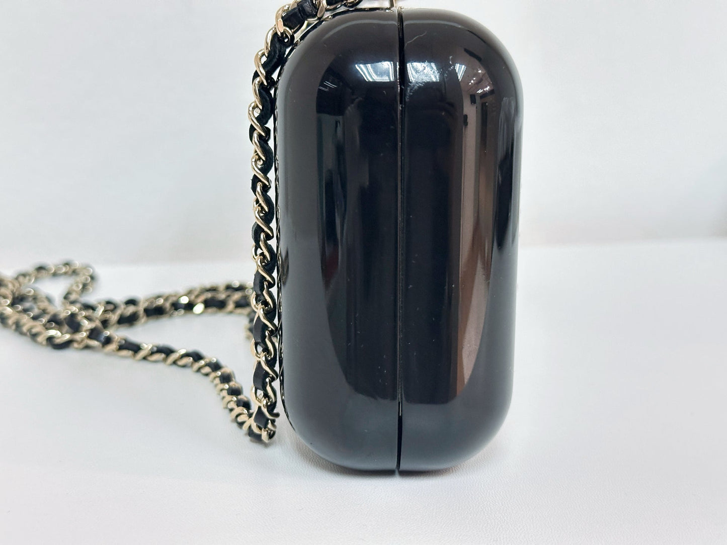 Chanel 2015 Votez Coco Black Pearl Plexiglass Minaudiere Evening Clutch Bag