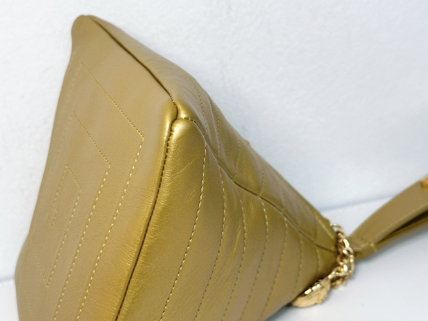 Chanel Gold Pyramid Leather Clutch Golden 2831 holo