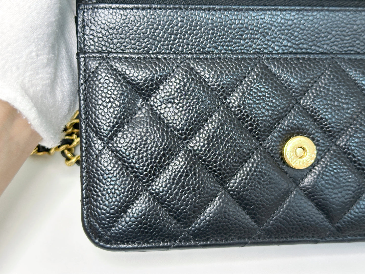 Chanel Classic Wallet on Chain Caviar Black GHW 2859 Holo card