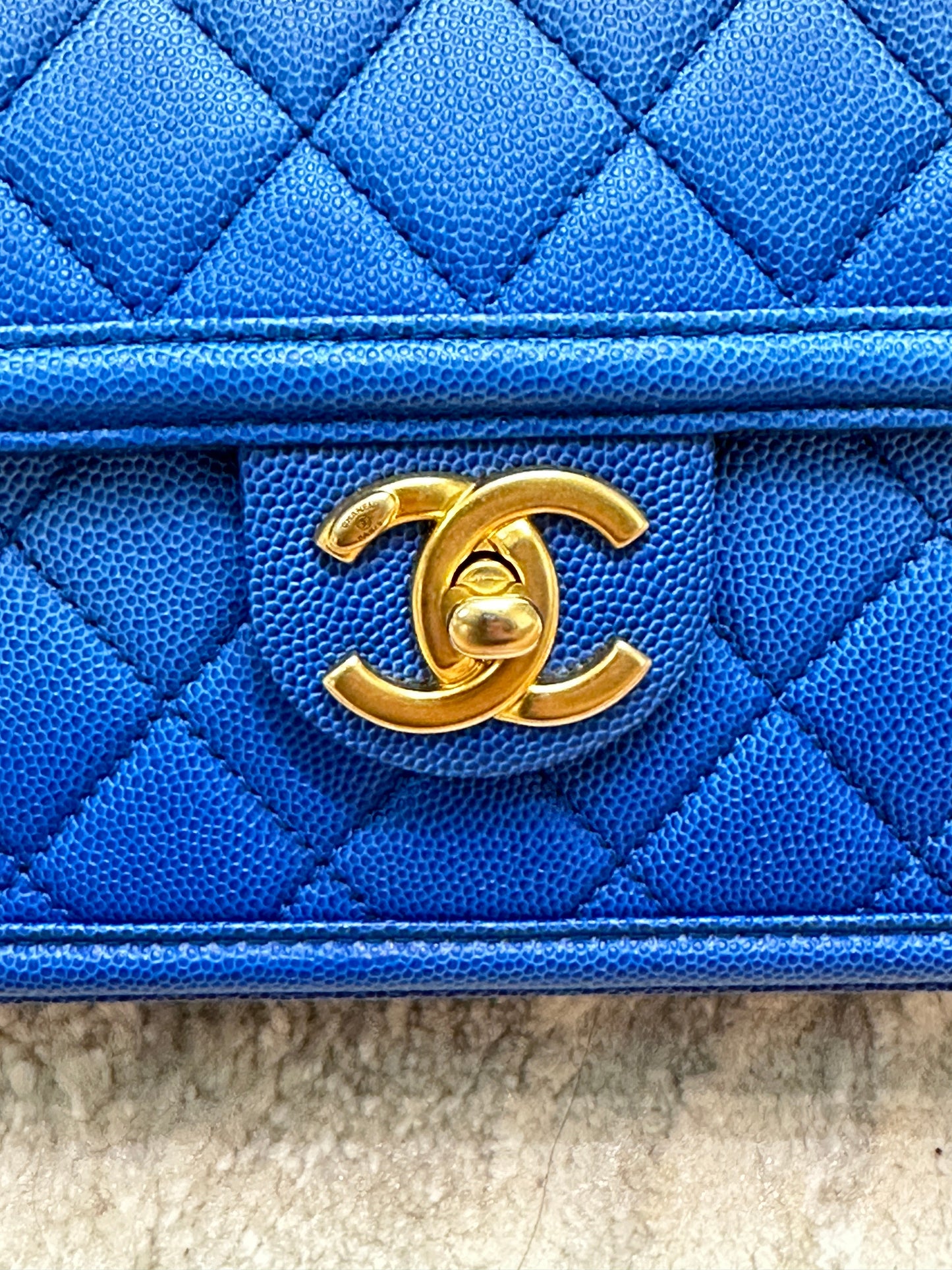 CHANEL Caviar Quilted Small Sunset On The Sea Flap Blue