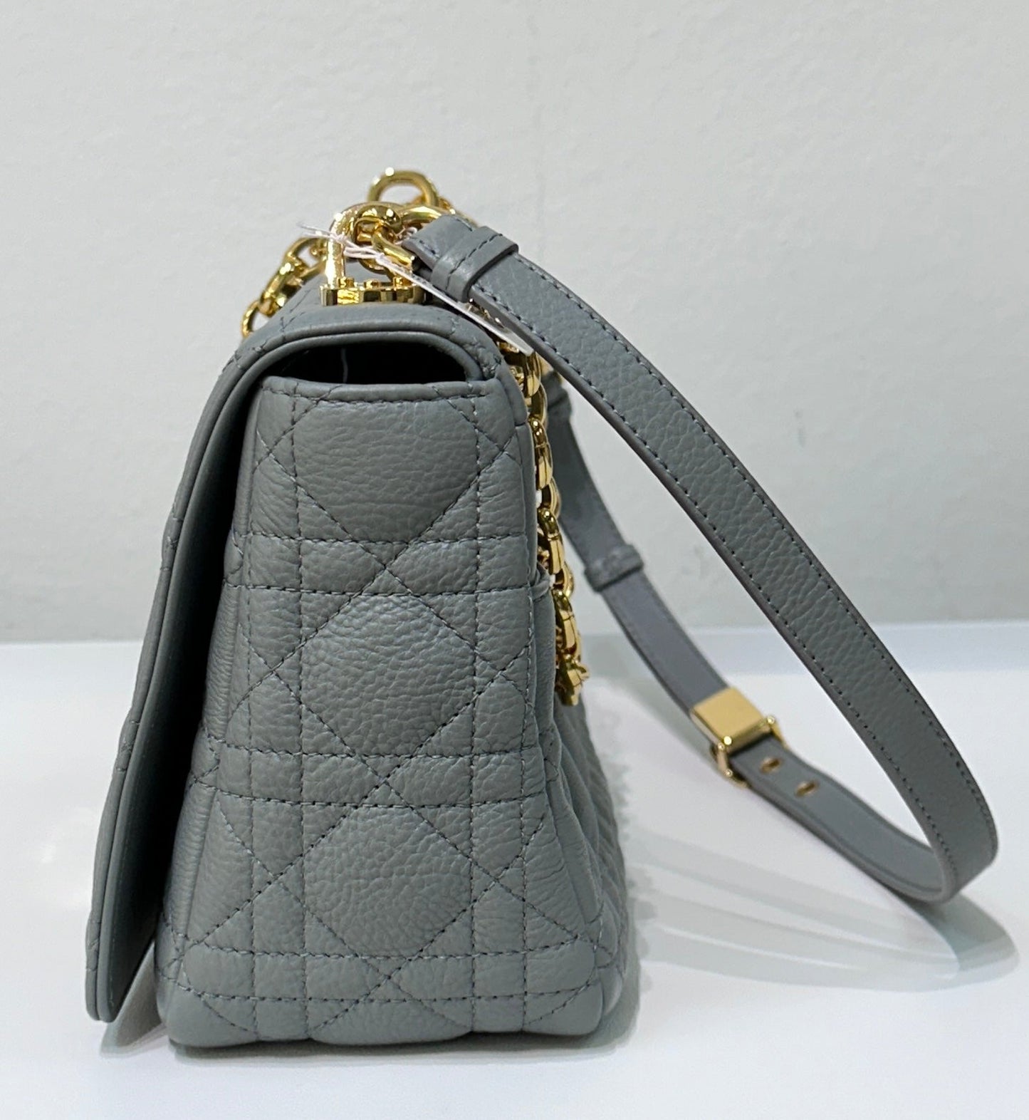 Medium Dior Caro Bag Stone Gray Supple Cannage Calfskin