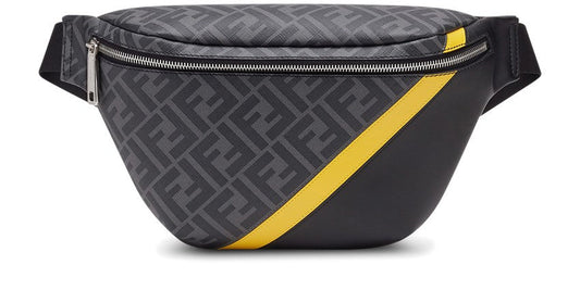 FENDI Black Yellow PVC Leather Waist Pouch
