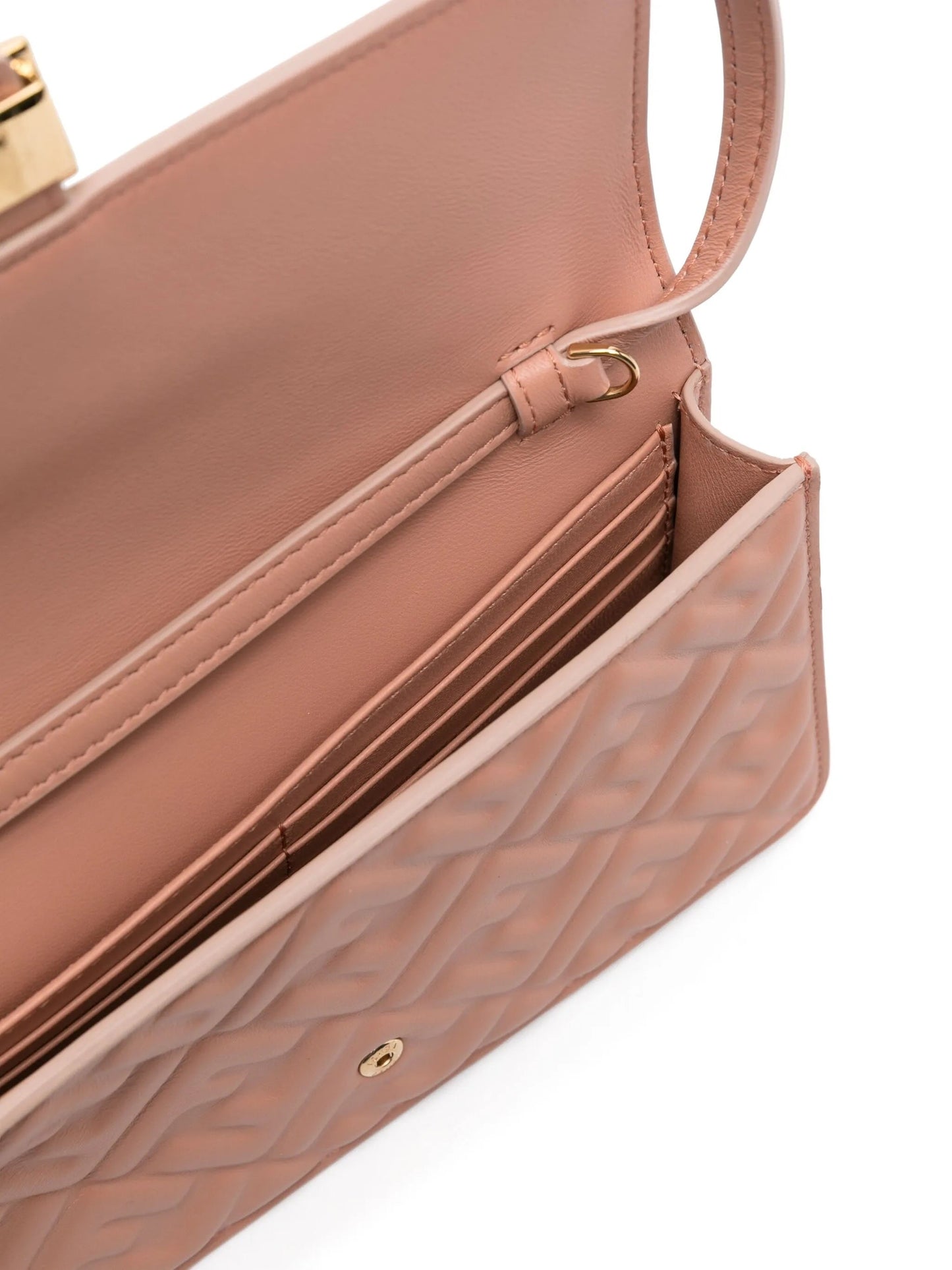 FENDI FF BAGUETTE CALFSKIN LEATHER WALLET ON CHAIN