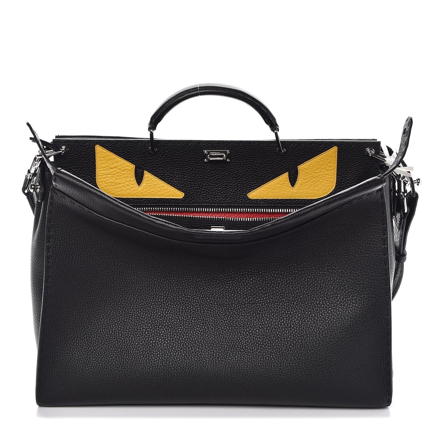 FENDI LARGE SELLERIA MONSTER PEEKABOO CALFSKIN LEATHER BAG