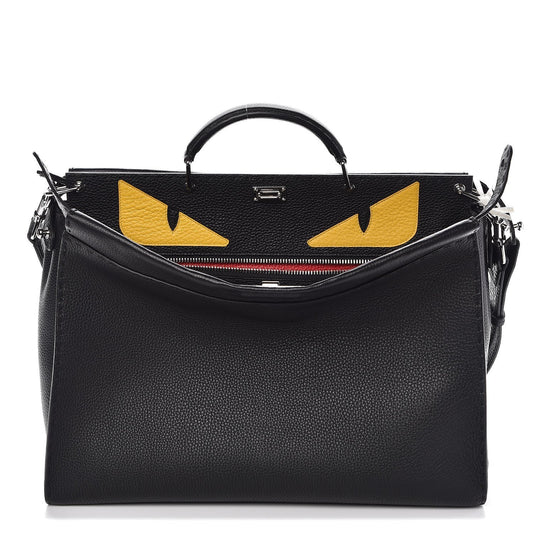 FENDI LARGE SELLERIA MONSTER PEEKABOO CALFSKIN LEATHER BAG