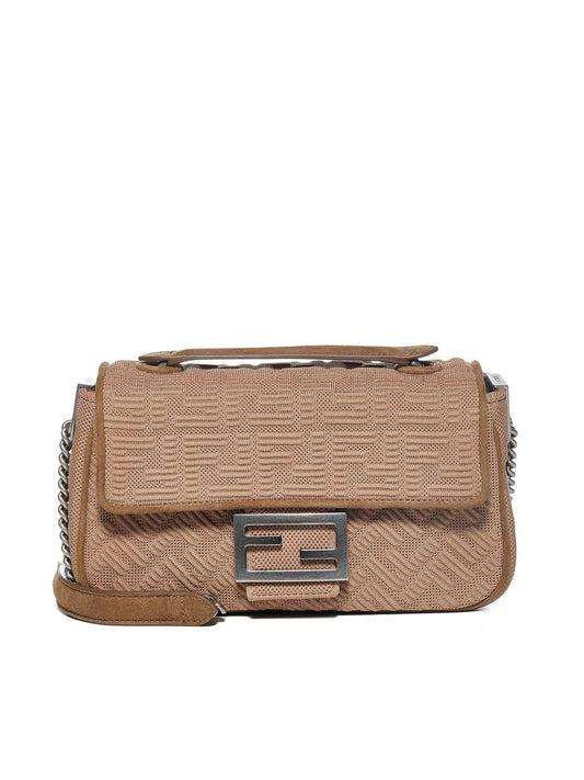 FENDI MIDI KNIT FF 1974 CHAIN BAGUETTE MEDIUM BAG