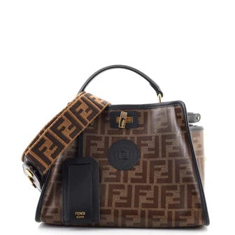 FENDI FF 1974 PEEKABOO DEFENDER GLAZED CANVAS & LEATHER MINI SATCHEL