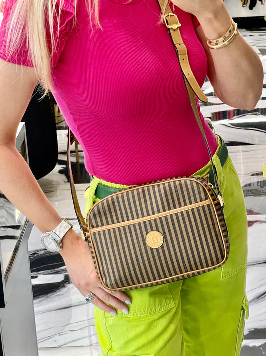 FENDI VINTAGE PEQUIN STRIPE CROSSBODY BAG