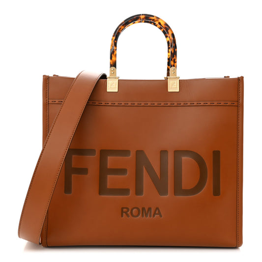 FENDI CALFSKIN LEATHER MEDIUM FENDI SUNSHINE TOTE BAG