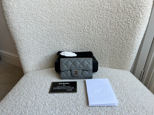 Chanel Grey Caviar Card Holder with Pale Gold Hardware (RRP £520)