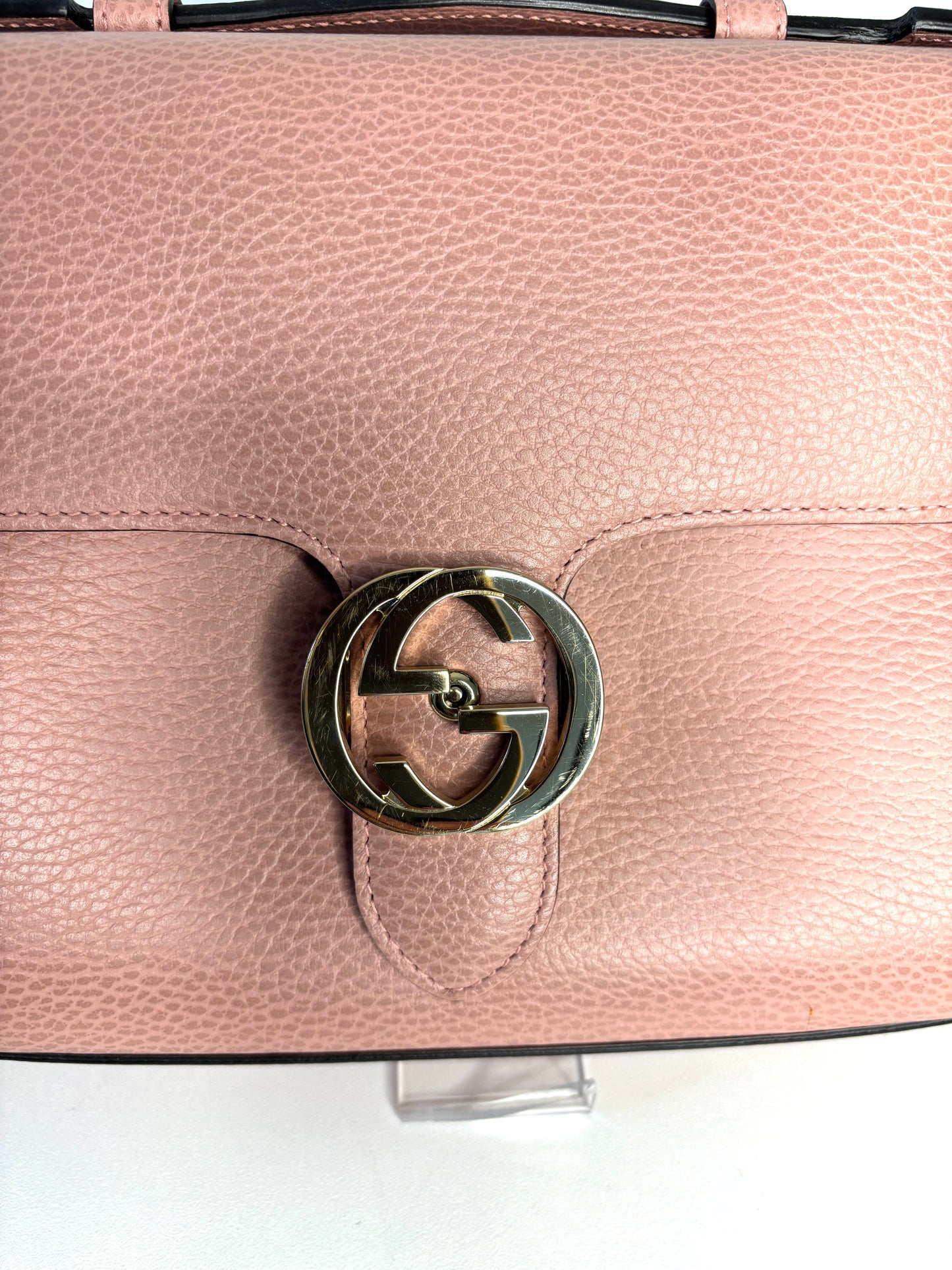 Gucci Interlocking G Top Handle Pink Leather Shoulder Bag - Preloved