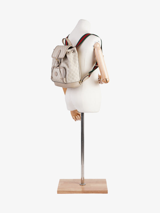 Gucci Interlocking G Backpack Beige And White GG Supreme Coated Canvas Small