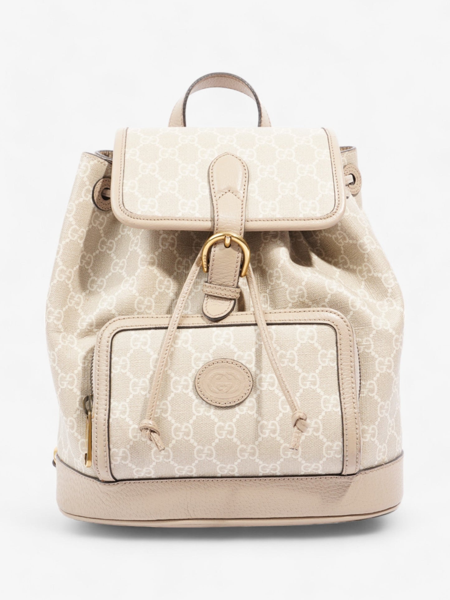 Gucci Interlocking G Backpack Beige And White GG Supreme Coated Canvas Small