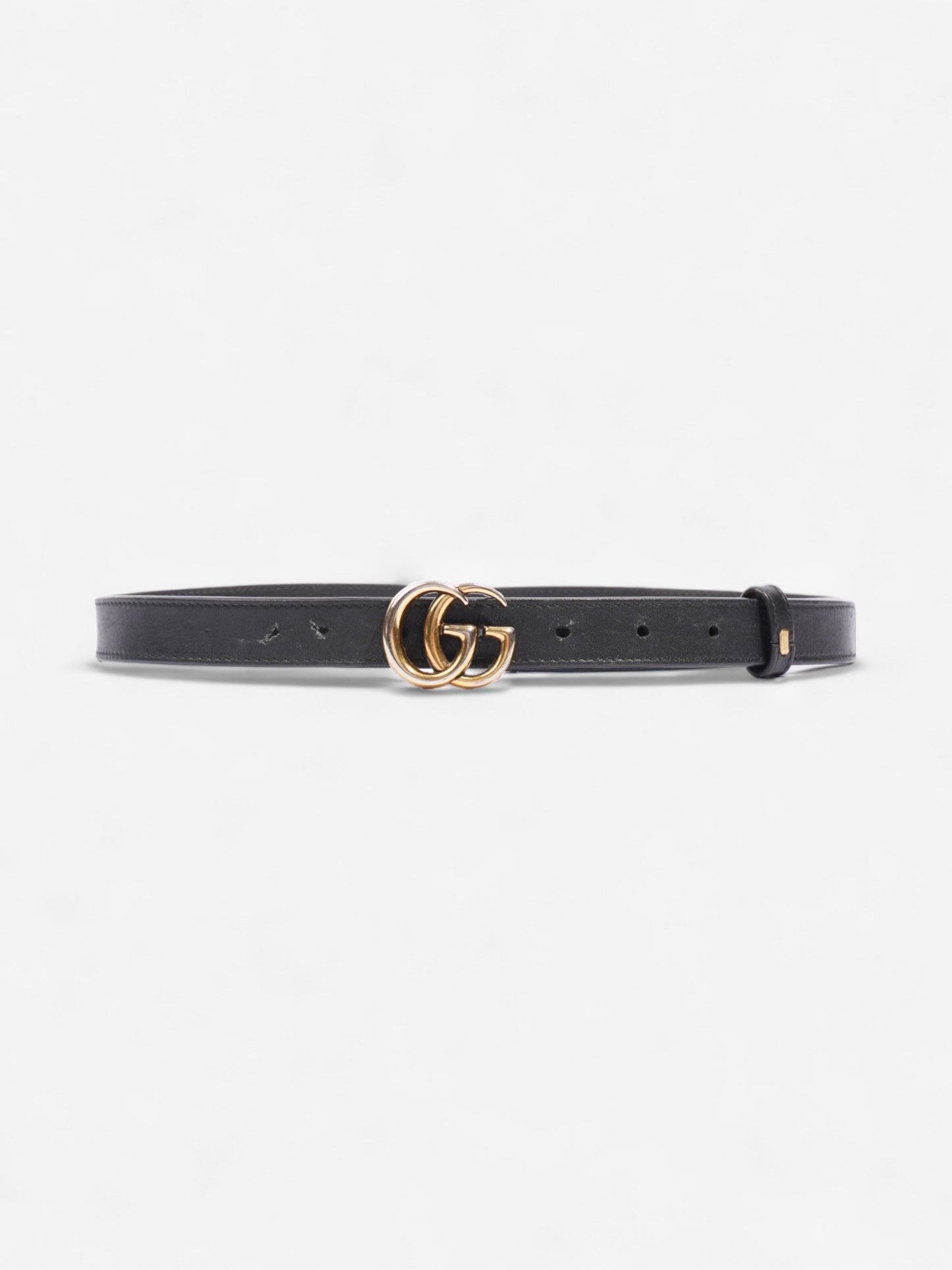 Gucci GG Marmont Thin Belt Black / Gold Leather 70cm / 28"