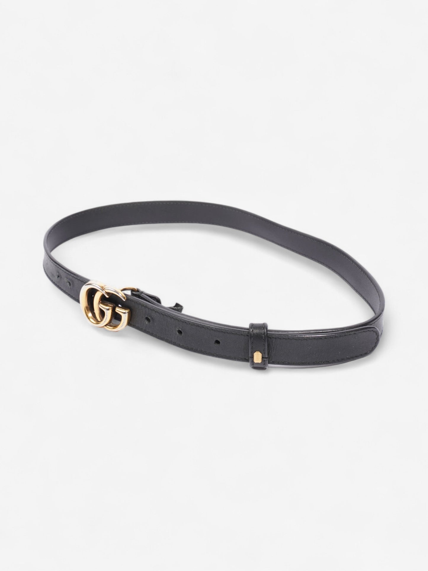 Gucci GG Marmont Thin Belt Black / Gold Leather 70cm / 28"