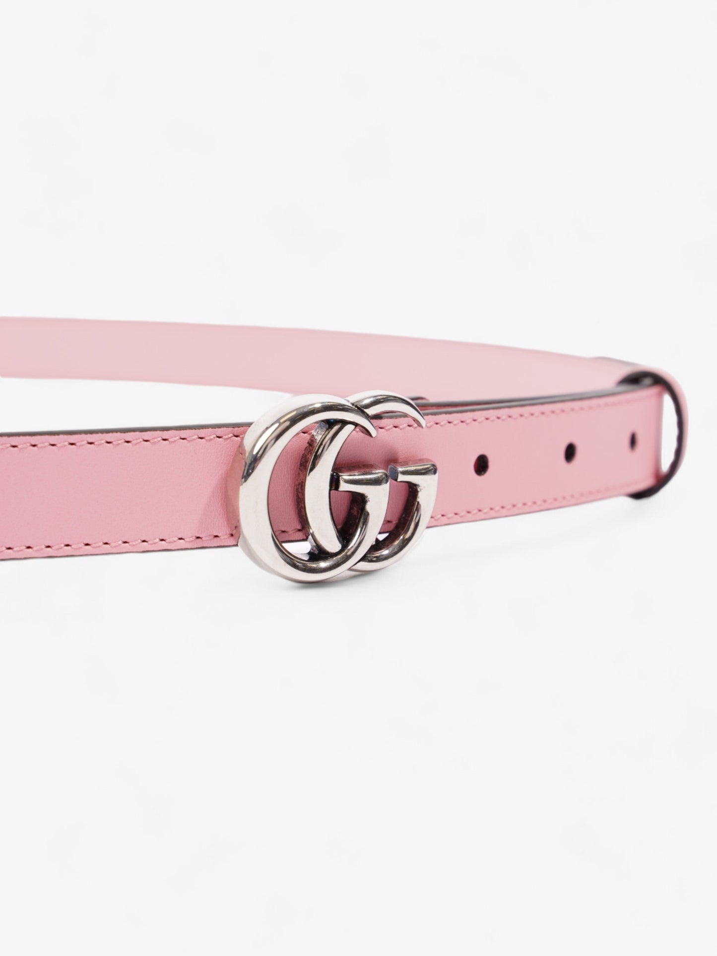 Gucci GG Marmont Thin Belt Pink / Silver Leather 100cm/ 95"