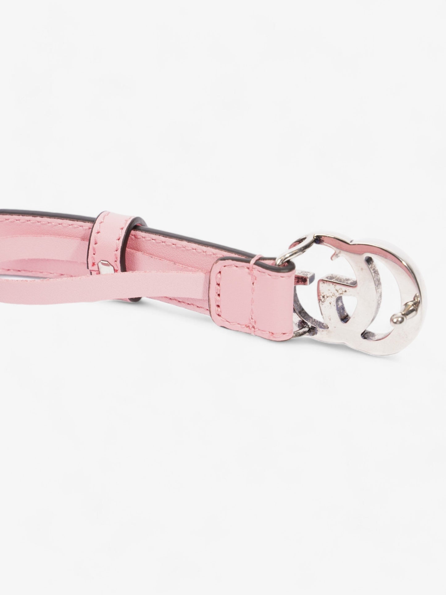 Gucci GG Marmont Thin Belt Pink / Silver Leather 100cm/ 95"