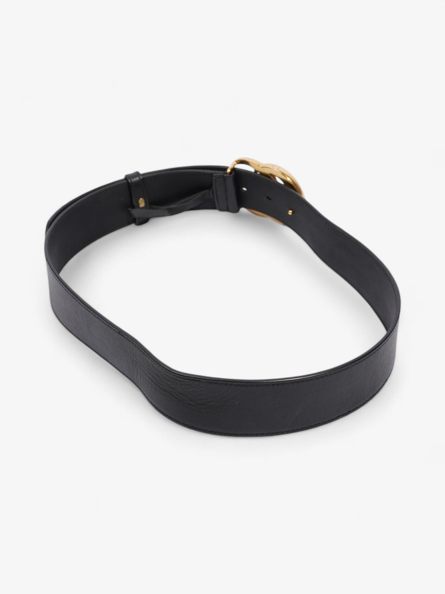 Gucci GG Marmont Wide Belt Black / Gold Leather 80cm / 32"