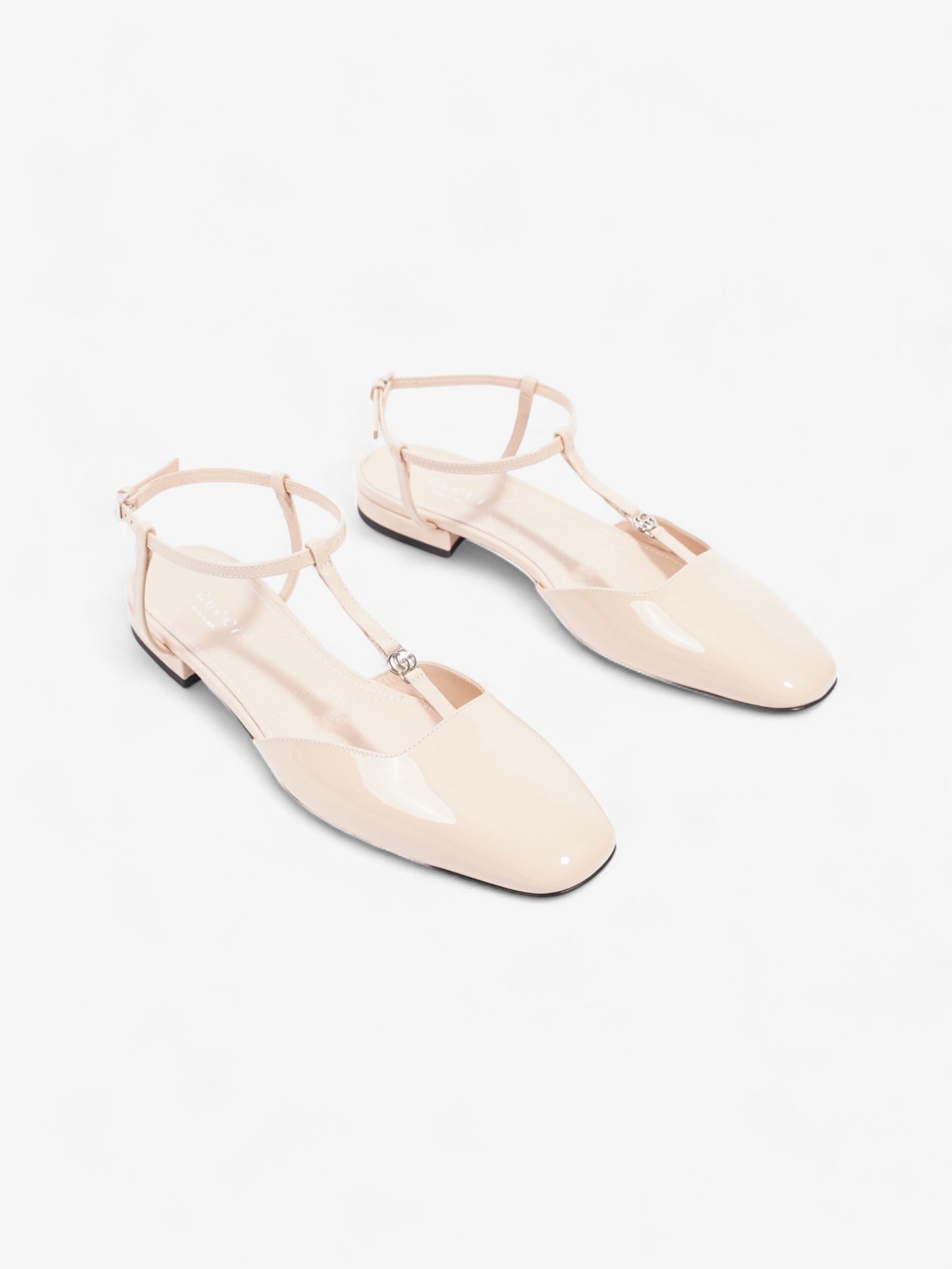 Gucci GG Slingback Pumps  Nude Patent Leather EU 37 UK 4