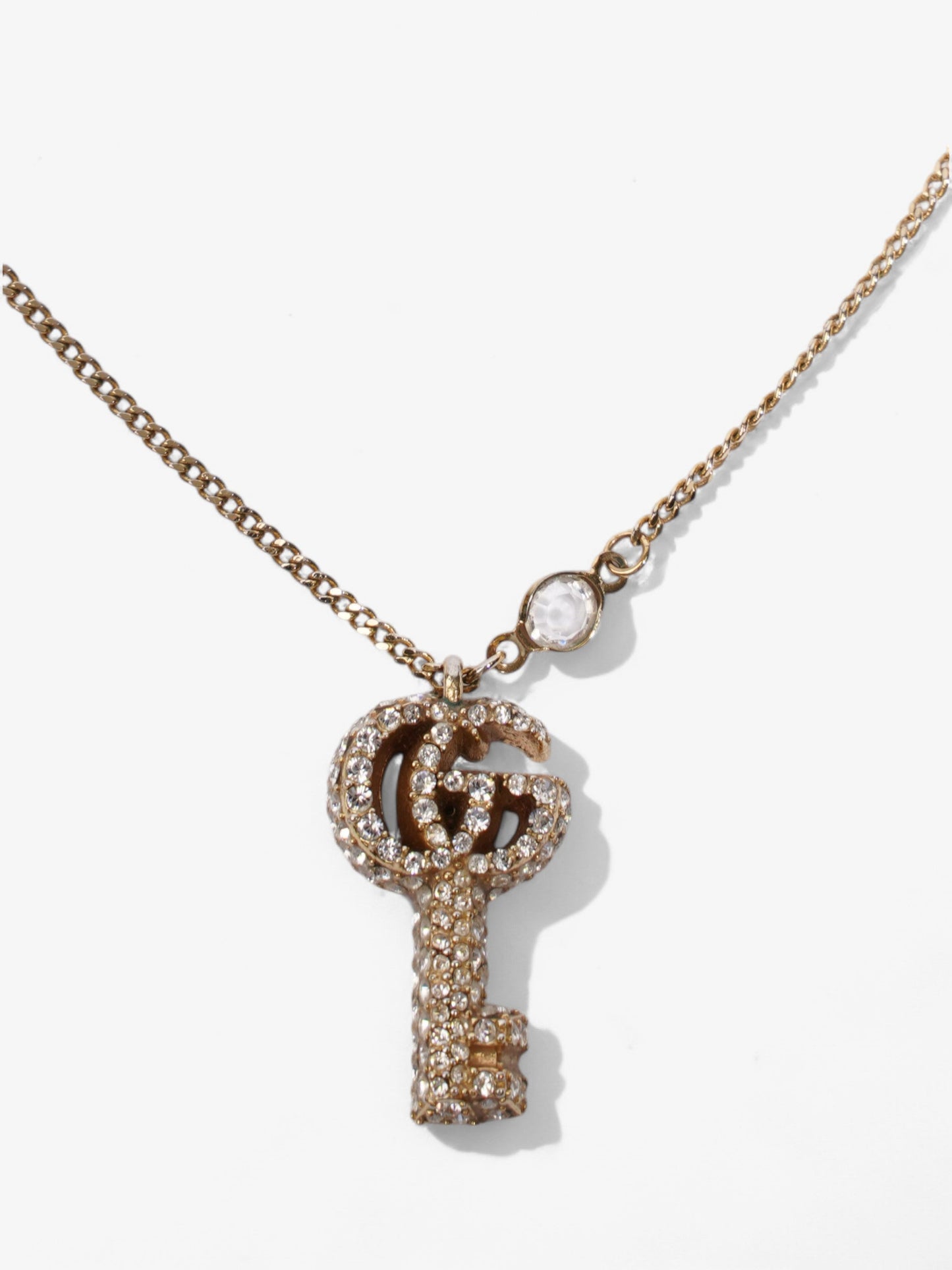 Gucci GG Key Pendant with Crystals Gold / White Base Metal