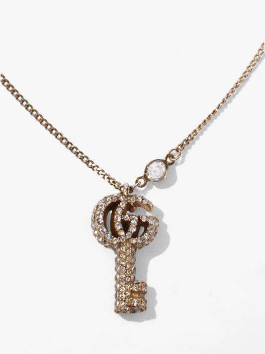 Gucci GG Key Pendant with Crystals Gold / White Base Metal