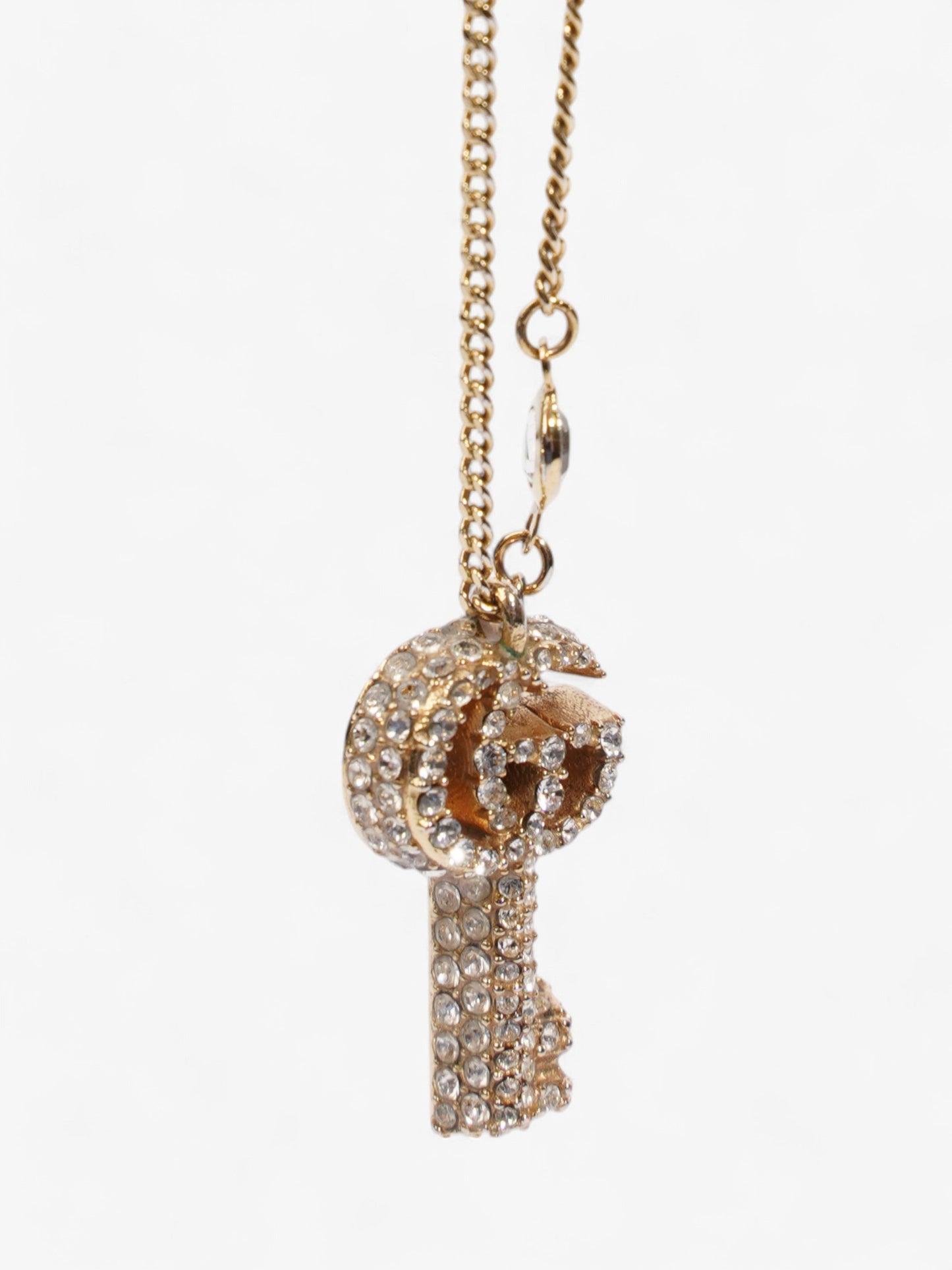 Gucci GG Key Pendant with Crystals Gold / White Base Metal