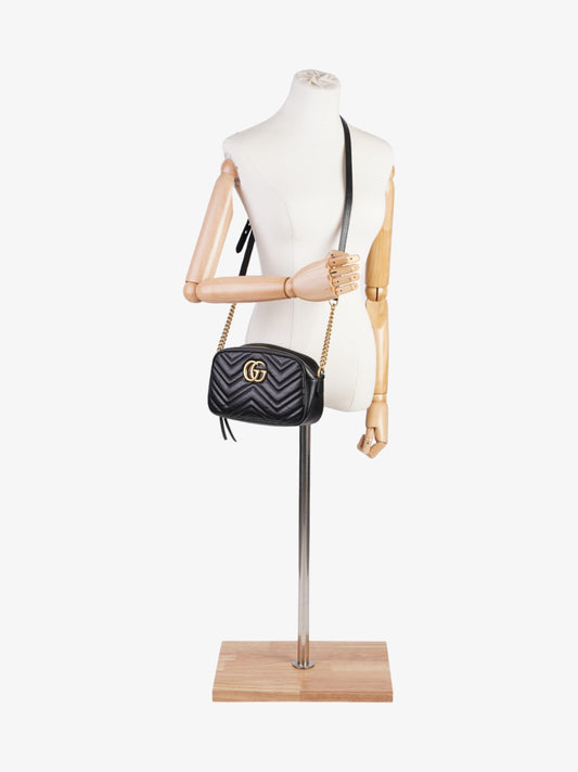 Gucci GG Marmont Black Matelasse Leather Small