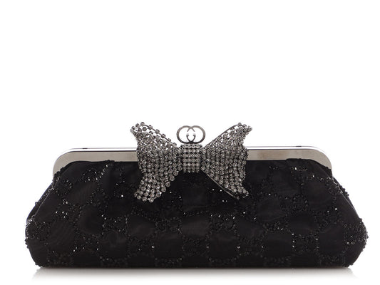Gucci Black Crystal Broad Clutch