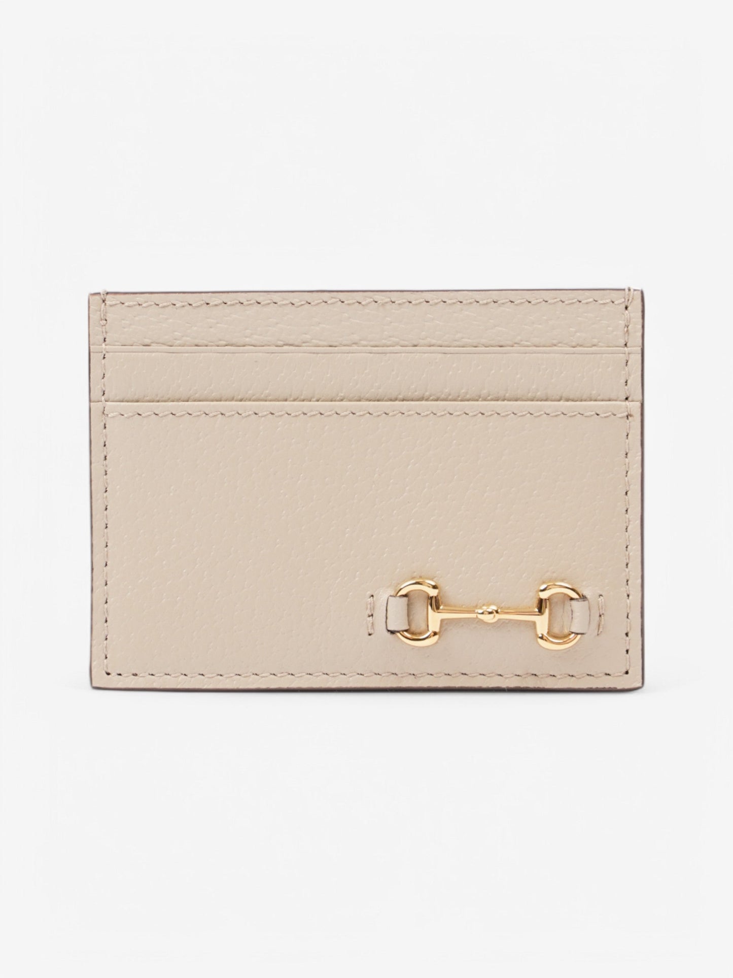 Gucci Horsebit 1955 Card Holder Beige / Gold Calfskin Leather