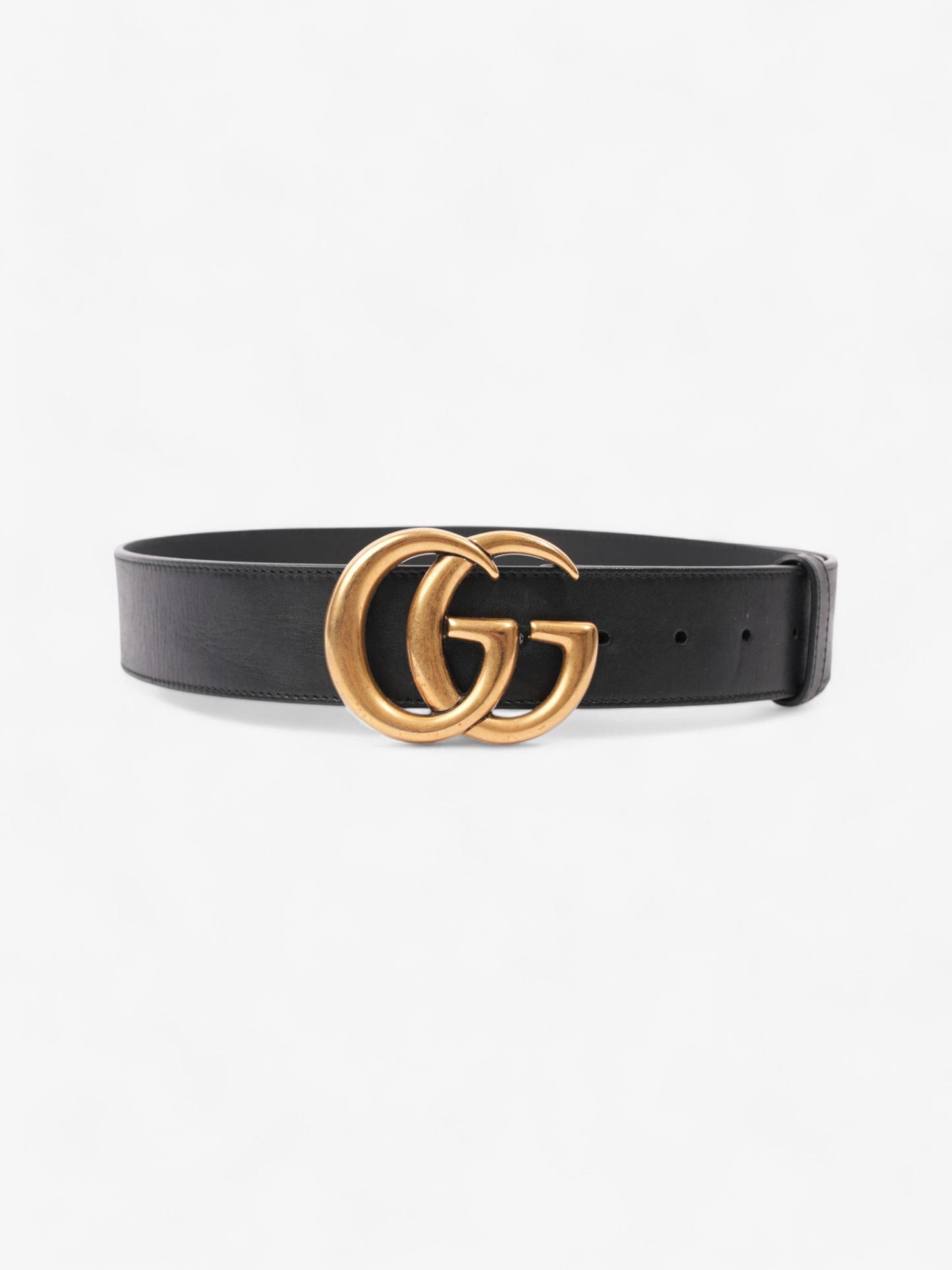 Gucci GG Marmont 2015 Re-Edition Wide Belt Black / Gold Leather 80cm / 32"