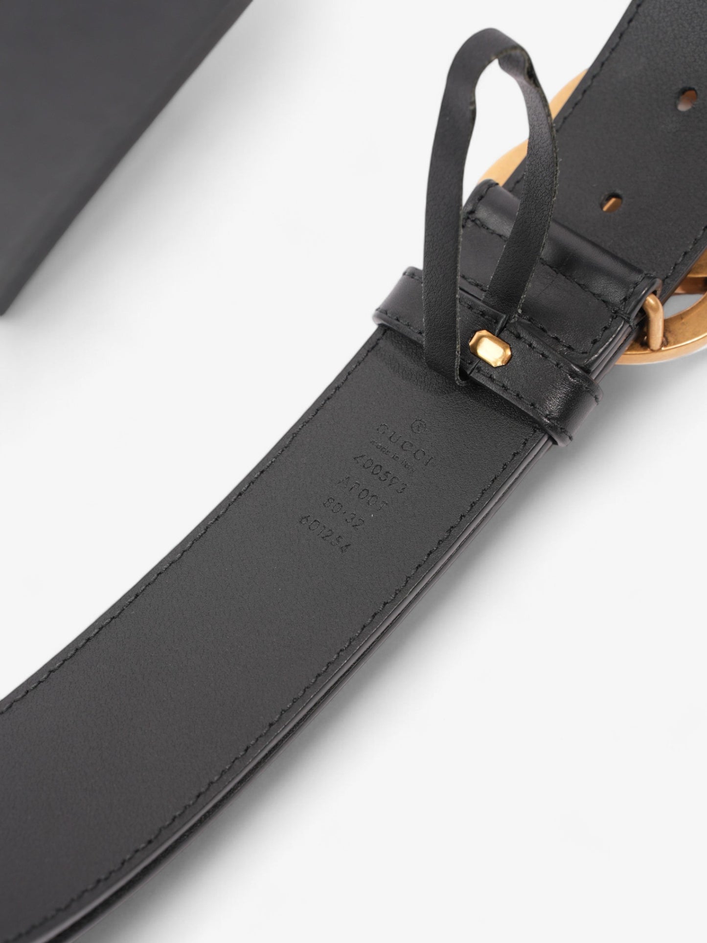 Gucci GG Marmont 2015 Re-Edition Wide Belt Black / Gold Leather 80cm / 32"