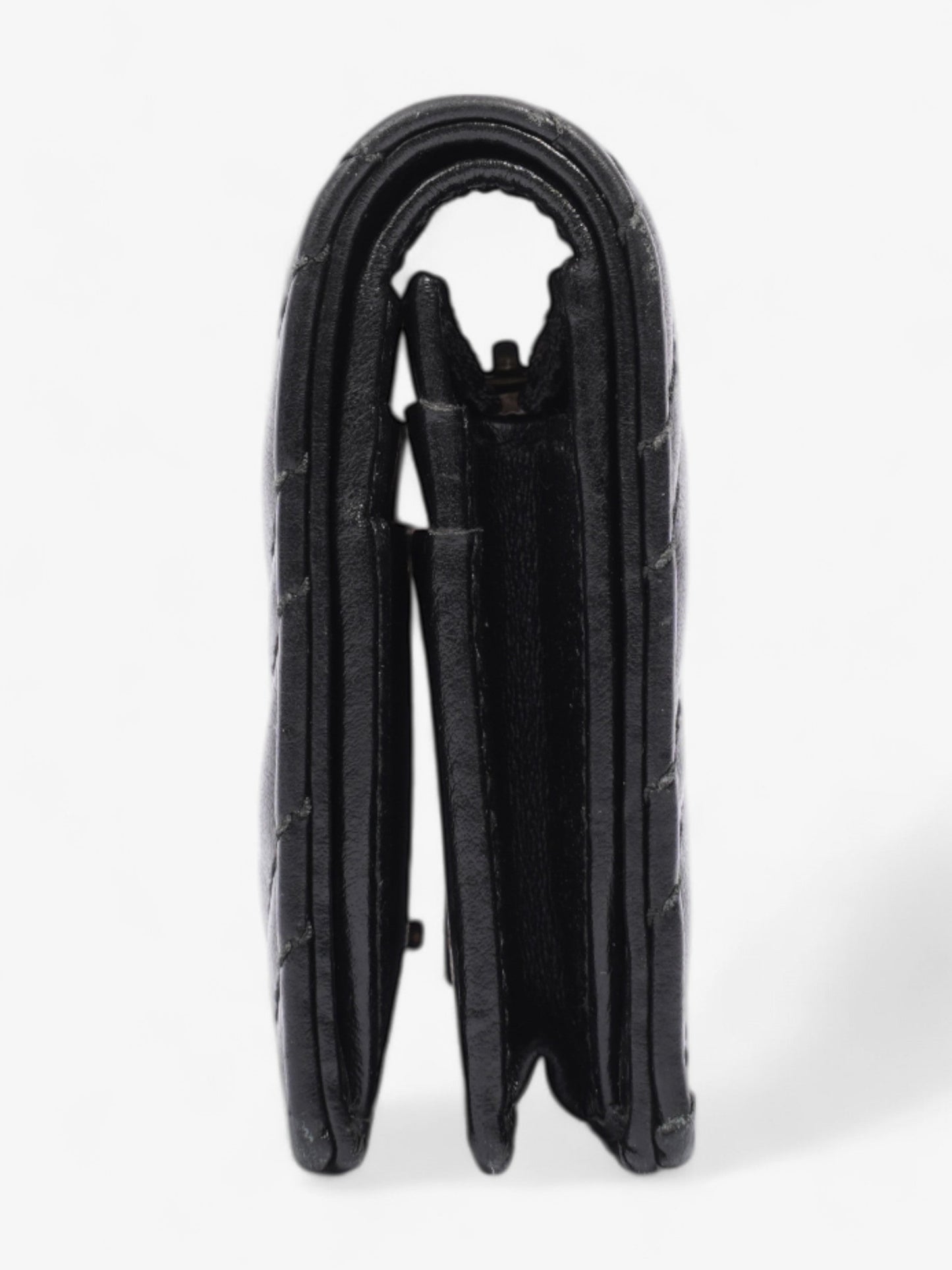 Gucci GG Marmont Card Case Wallet Black / Gold Matelasse Leather