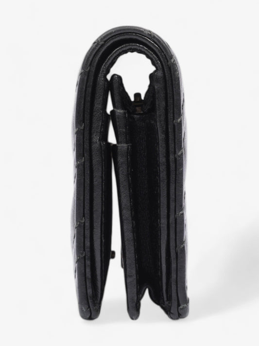 Gucci GG Marmont Card Case Wallet Black / Gold Matelasse Leather