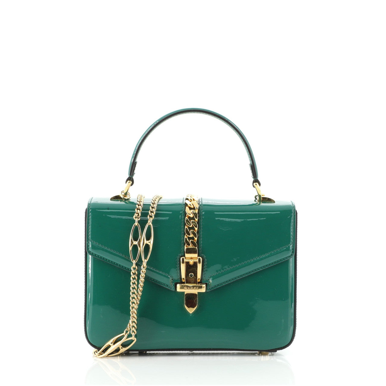 Gucci 1969 Sylvie Top Handle Bag Patent Leather Mini