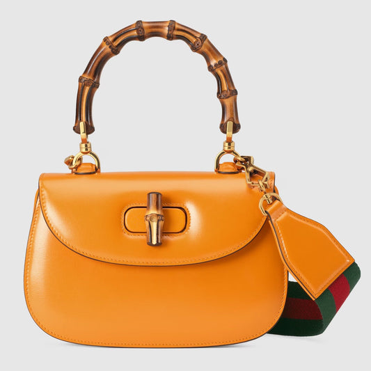 GUCCI BAMBOO 1947 SMALL TOP HANDLE CALFSKIN LEATHER BAG