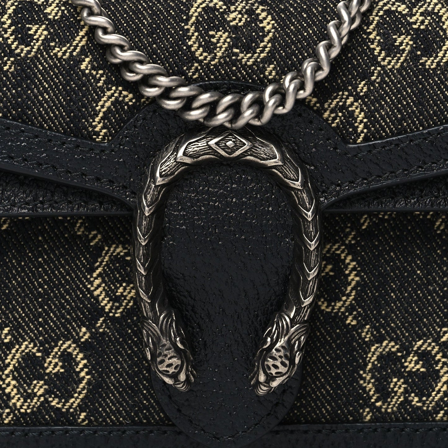 GUCCI GG MONOGRAM BLACK DENIM SUPER MINI DIONYSUS SHOULDER BAG