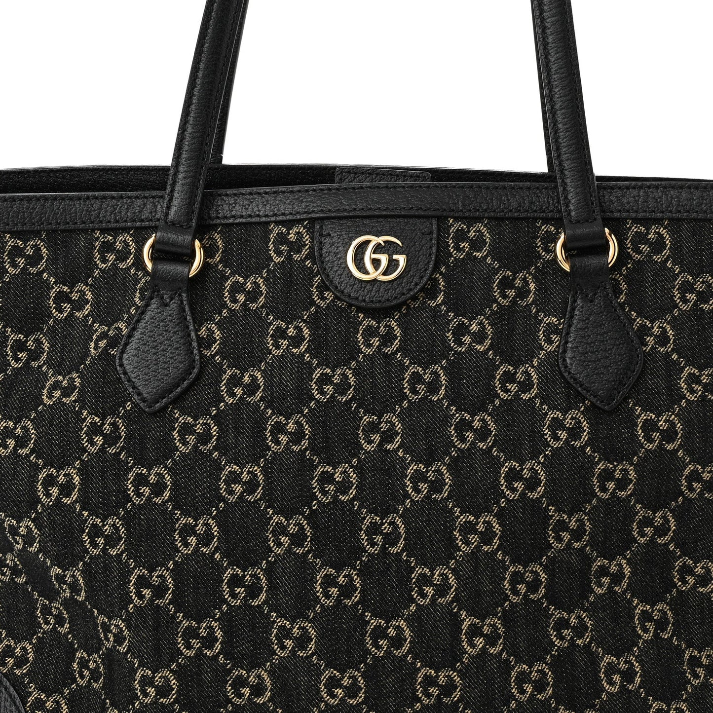 GUCCI JACQUARD GG MONOGRAM OPHIDIA MEDIUM DENIM TOTE BAG