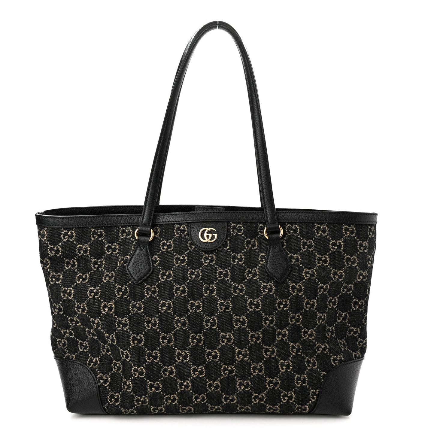 GUCCI JACQUARD GG MONOGRAM OPHIDIA MEDIUM DENIM TOTE BAG