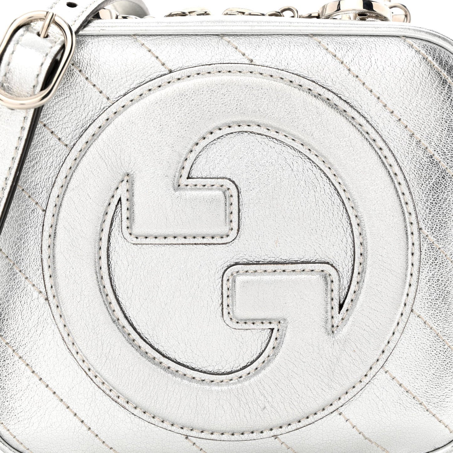 GUCCI BLONDIE METALLIC CALFSKIN LEATHER TOP HANDLE BAG