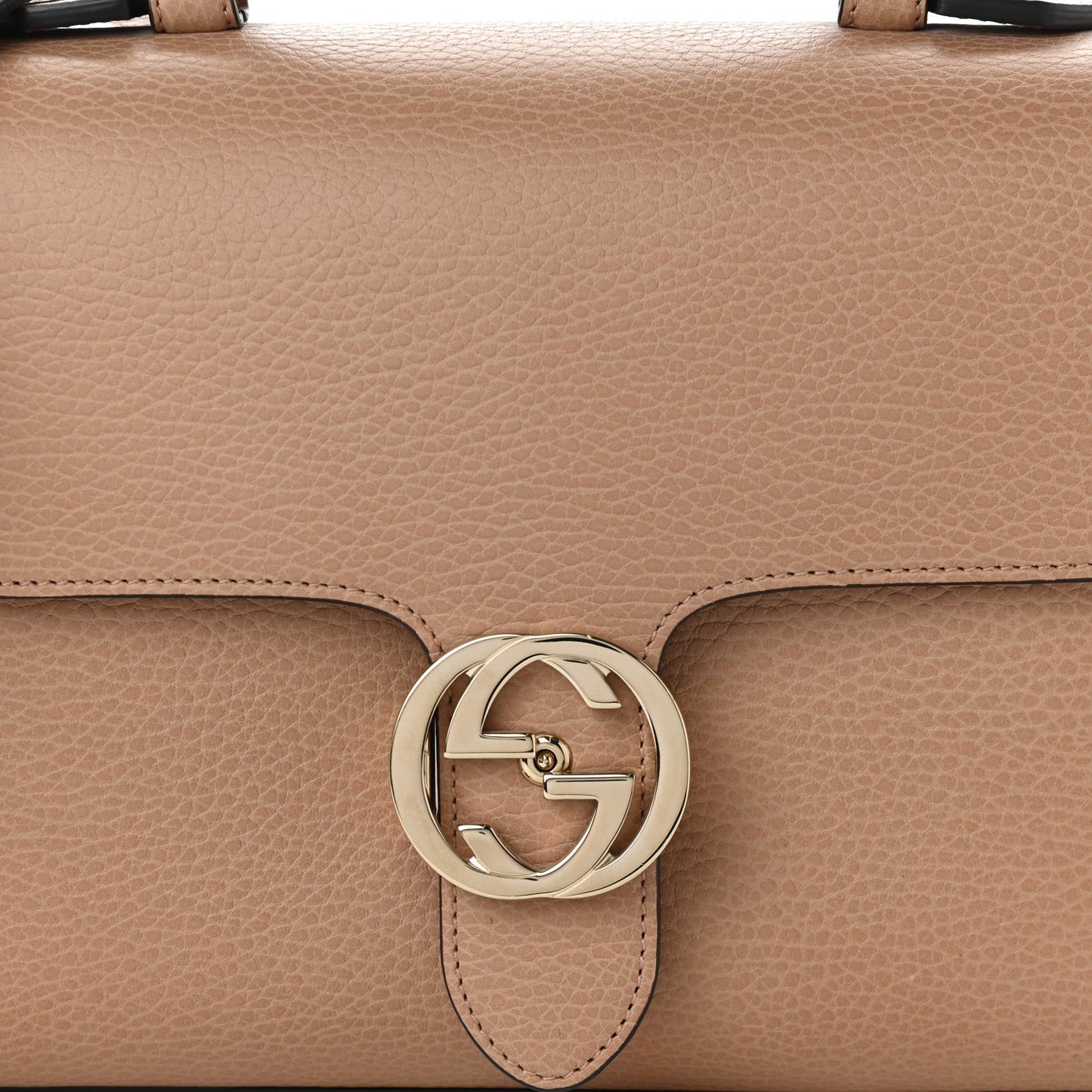 GUCCI INTERLOCKING G CALFSKIN TOP-HANDLE CAMELIA SHOULDER BAG