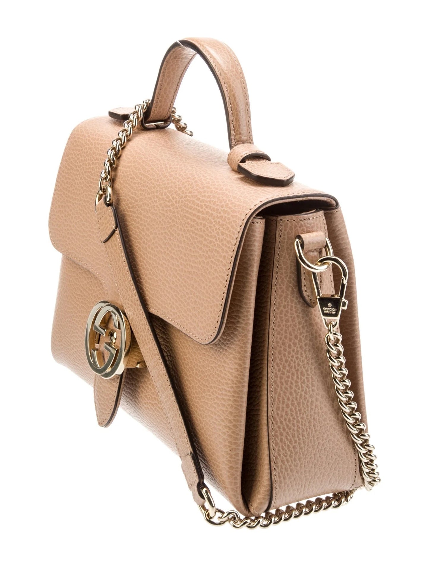 GUCCI INTERLOCKING G CALFSKIN TOP-HANDLE CAMELIA SHOULDER BAG