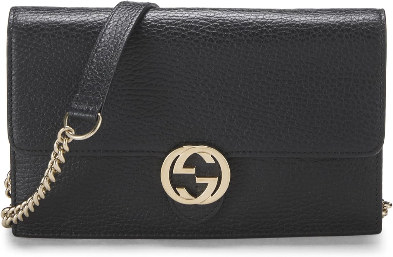 GUCCI CALFSKIN LEATHER INTERLOCKING G WALLET ON A CHAIN